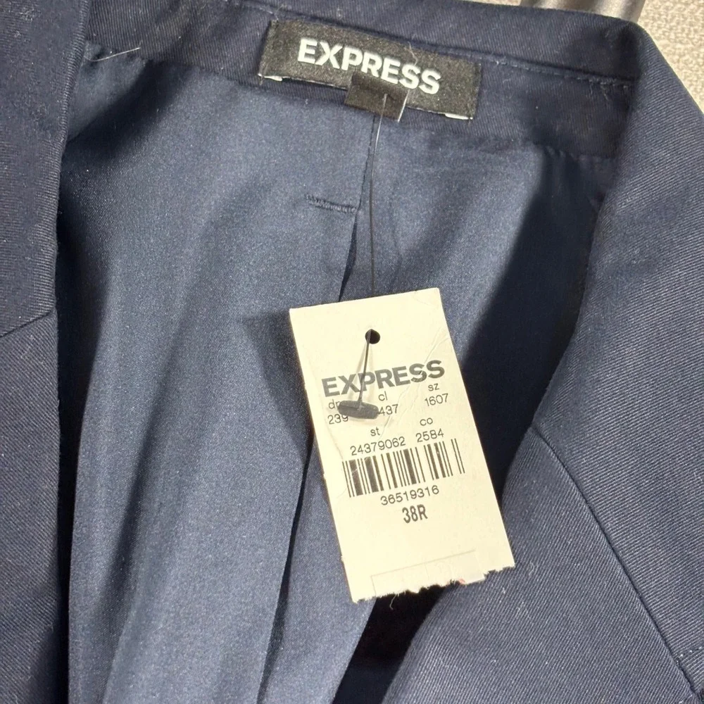 New EXPRESS Navy‎ Blue Slim Fit Cotton Blend Blazer Jacket 38R